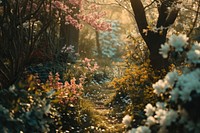 Flower garden outdoors woodland blossom. AI generated Image by rawpixel.