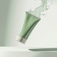 Green clear showergel tube refreshment toothpaste cosmetics.