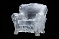 Armchair frosted ice furniture frozen black background.