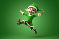 Elf happy jumpping cartoon sports green.