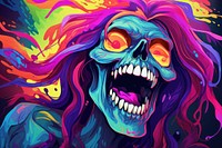 Scream skull art painting purple.