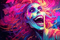 Scream skull art painting purple.
