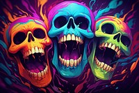 Scream skull art purple celebration.