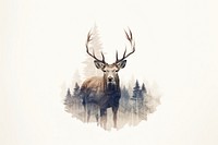Double exposure photography deer and forest wildlife antler animal.
