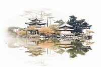 Double exposure photography kimino and japanese garden architecture building spirituality.