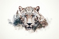 Double exposure photography jaguar and forest wildlife leopard animal.