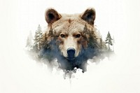 Double exposure photography wild animals and forest wildlife mammal bear.