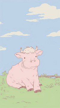  Cow livestock cartoon drawing. AI generated Image by rawpixel.