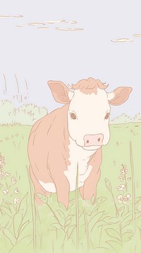  Cow livestock drawing animal. AI generated Image by rawpixel.