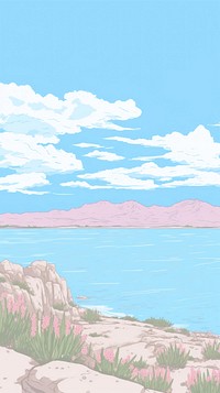  Dead Sea drawing sea tranquility. AI generated Image by rawpixel.