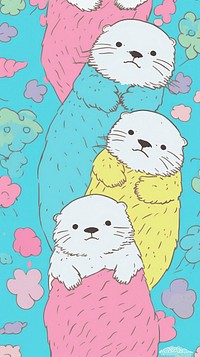  Cute otters animal mammal nature. AI generated Image by rawpixel.