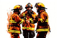 Team of firefighters helmet adult extinguishing.