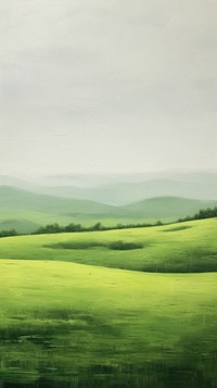  Bucolic Green Hills painting green landscape. 