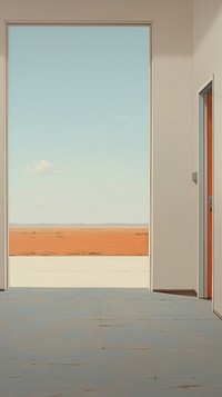  Mojave Desert floor door sky. AI generated Image by rawpixel.