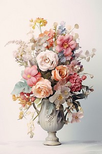 Bouquet painting flower plant. AI generated Image by rawpixel.