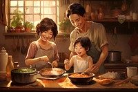 Family cooking people child dish. AI generated Image by rawpixel.