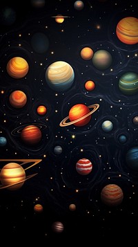 Seamless space pattern wallpaper astronomy universe planet.