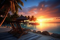Sunset maldives scenery outdoors horizon nature.