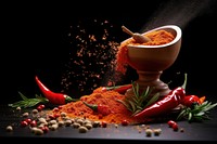 Colorful spices seasoning powder food.
