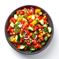 Bowl with delicious vegetable salad plate food meal.