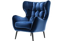 Blue armchair vintage furniture white background comfortable.