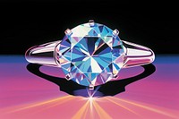 1970s Airbrush Art of a diamond ringr gemstone jewelry illuminated.
