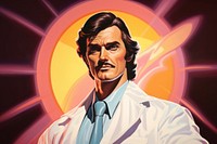 1970s Airbrush Art of a doctor portrait adult art.
