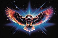 1970s Airbrush Art of a owl astronomy animal nature.