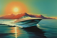 1970s Airbrush Art of a sea outdoors vehicle nature.