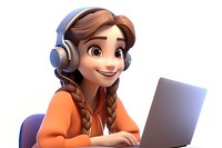 Girl playing game computer cartoon headphones. AI generated Image by rawpixel.