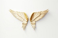 Angel wings white gold white background.