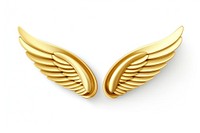 Angel wings gold jewelry white background.