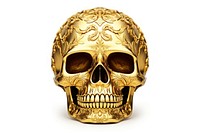 Skull jewelry gold white background.