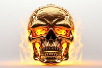 Skull gold fire illuminated.