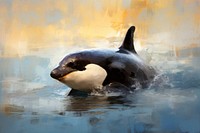 Clsoe up on pale orca painting animal mammal.