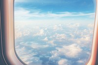 Clouds and blue sky from the airplane window cloud backgrounds porthole. AI generated Image by rawpixel.