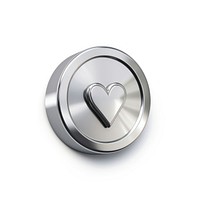 Heart Rate icon Chrome material symbol silver shape.