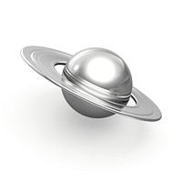 Saturn Icon Chrome material silver sphere shiny.