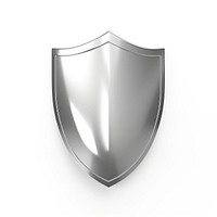 Shield icon Chrome material silver shield shape.
