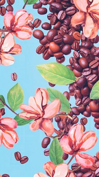 Coffee beans background backgrounds blossom flower.