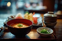 Japanese food set restaurant soup meal.