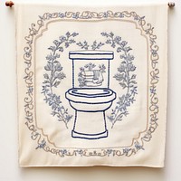 Embroidery Style Photo of a toilet embroidery needlework bathroom.