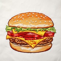 Embroidery Style Photo of a toilet food hamburger vegetable.