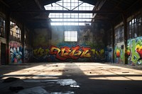 Abandon warehouse graffiti art old.