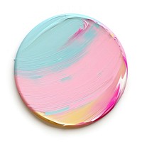 Flat pastel paint brushstroke in round shape white background dishware jewelry.