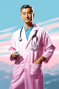 A Chinese doctor in scrubs adult stethoscope protection. AI generated Image by rawpixel.