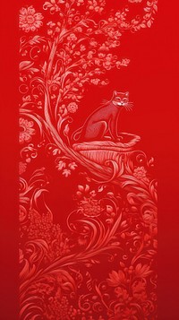 Toile wallpaper with cat red backgrounds creativity.