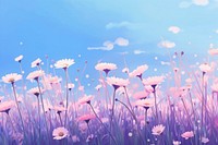  A colorful Daisy feild wallpaper in the morning flower backgrounds outdoors. AI generated Image by rawpixel.