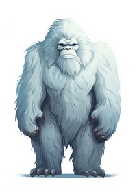 Minimal illustrator of Yeti mammal white ape.