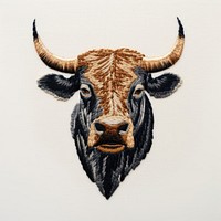 Bull in embroidery style livestock buffalo cattle.